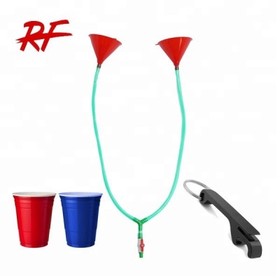 high quality customize plastic double  header beer bong for drinks dispenser game