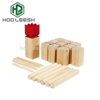 Outdoor game natural color wooden classical kubb yard game set